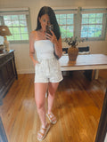 Camo denim shorts