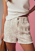 Camo denim shorts