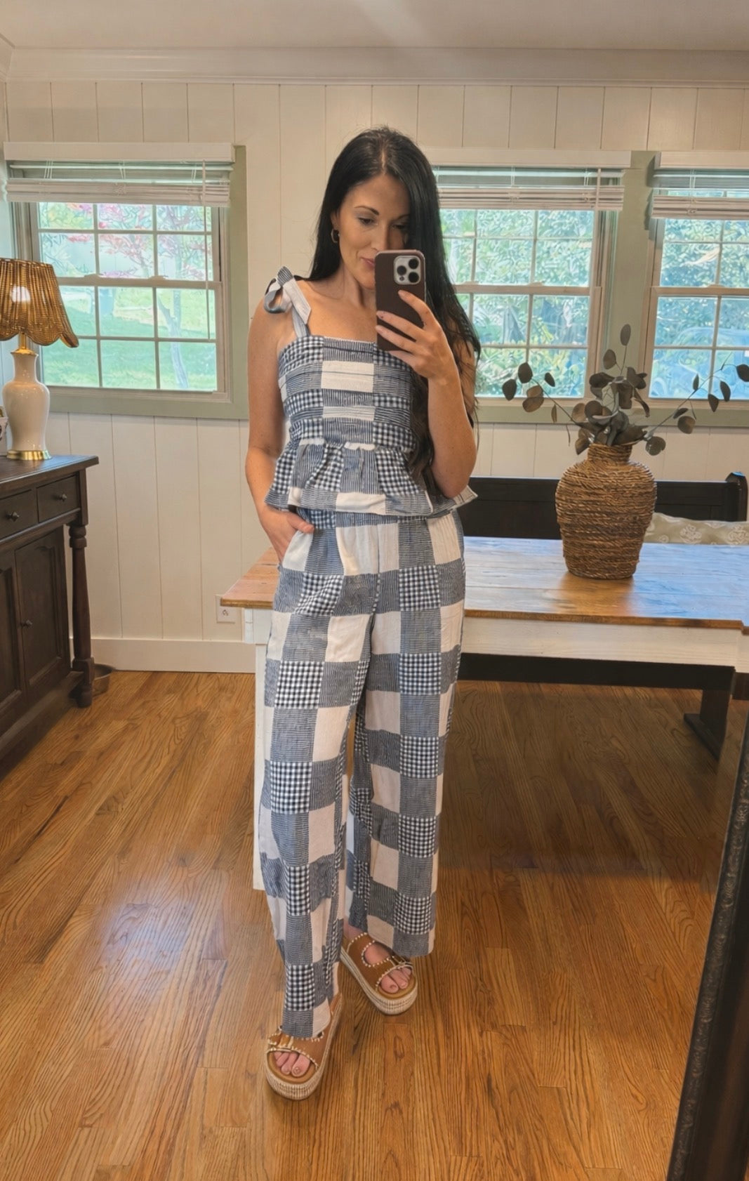 Navy Gingham pant set