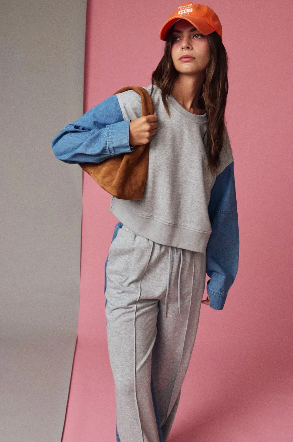 denim relaxed fit pants set