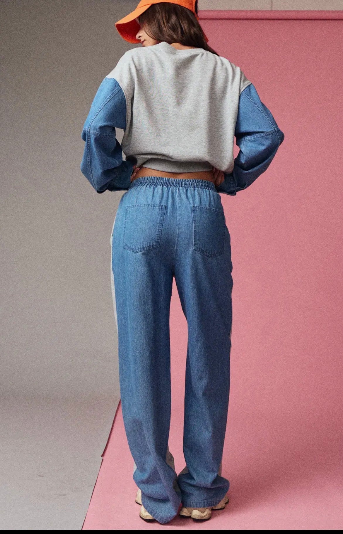 denim relaxed fit pants set
