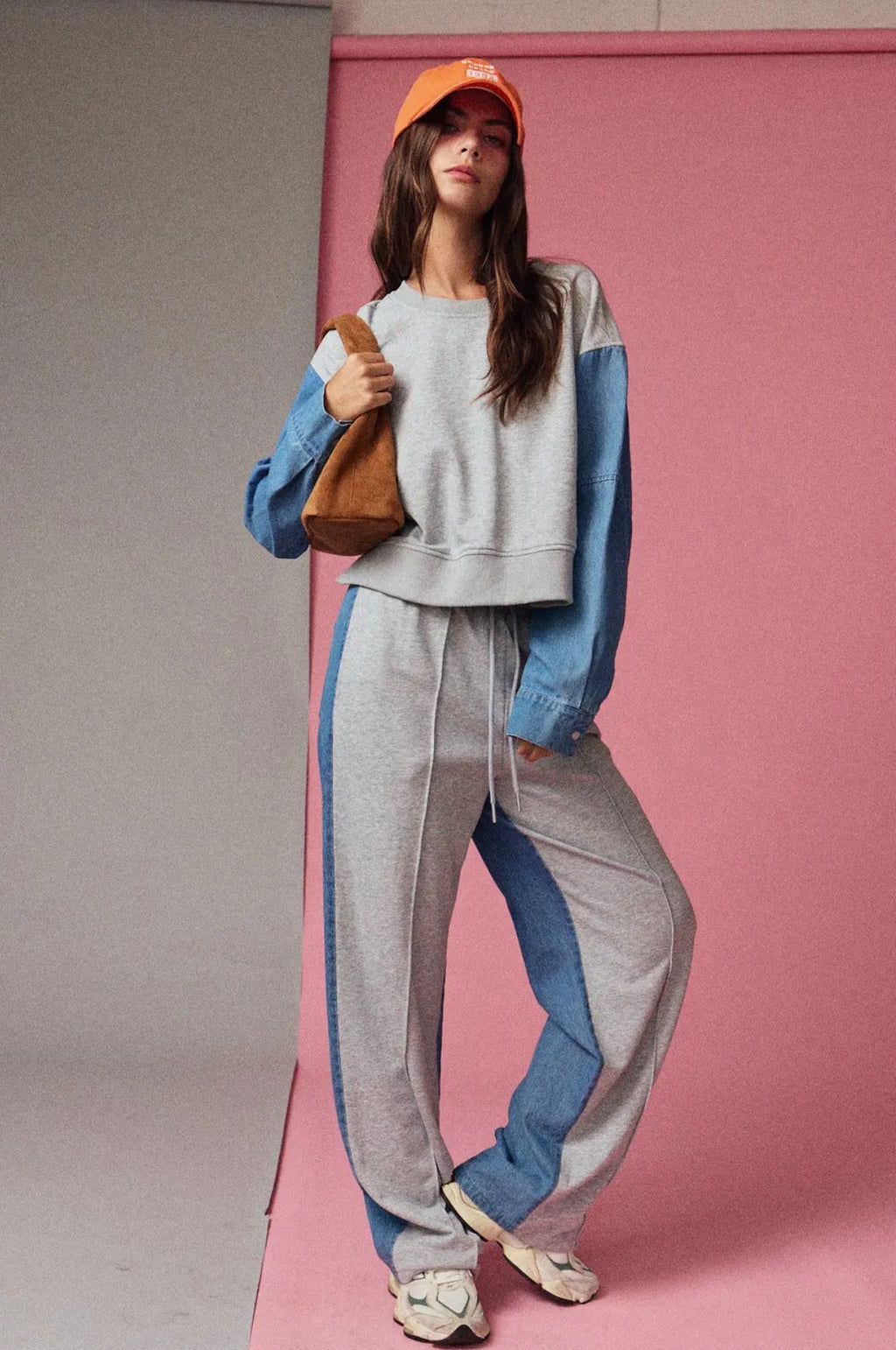 denim relaxed fit pants set