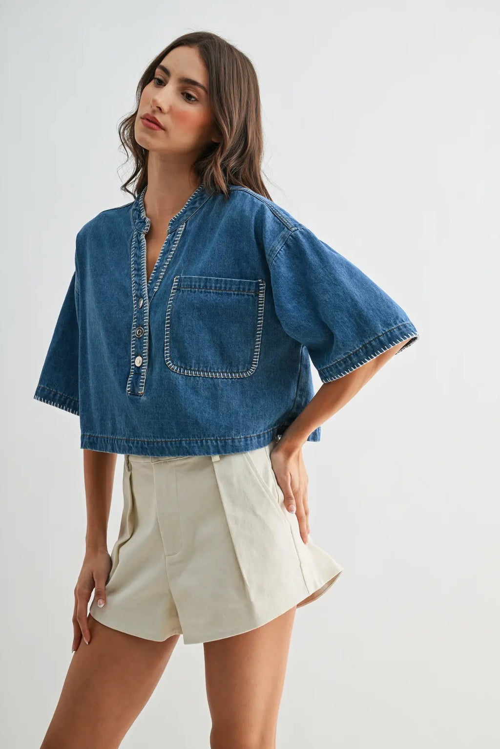 Denim Top with Pocket