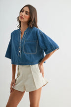 Denim Top with Pocket