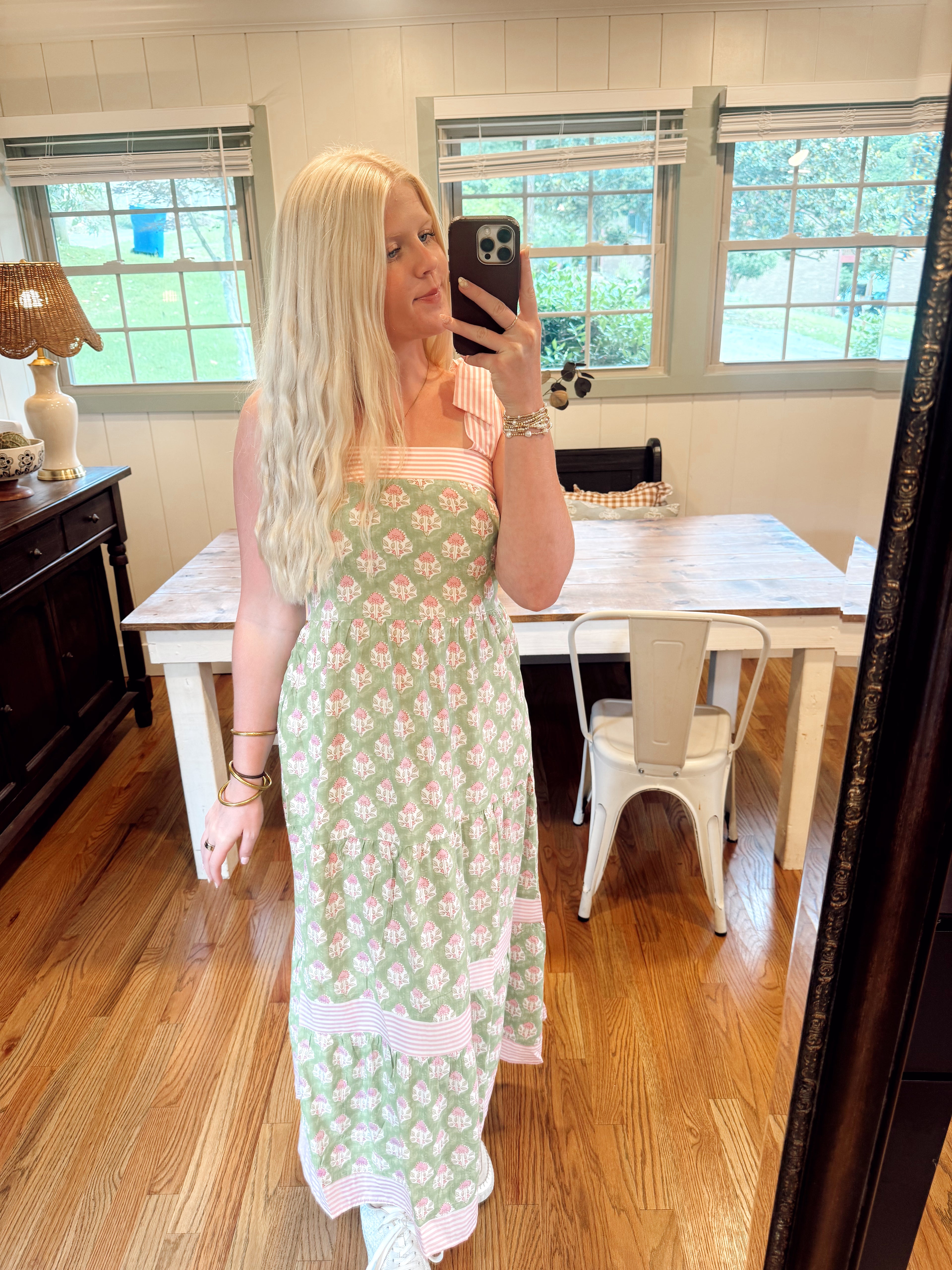 Floral striped knot dress
