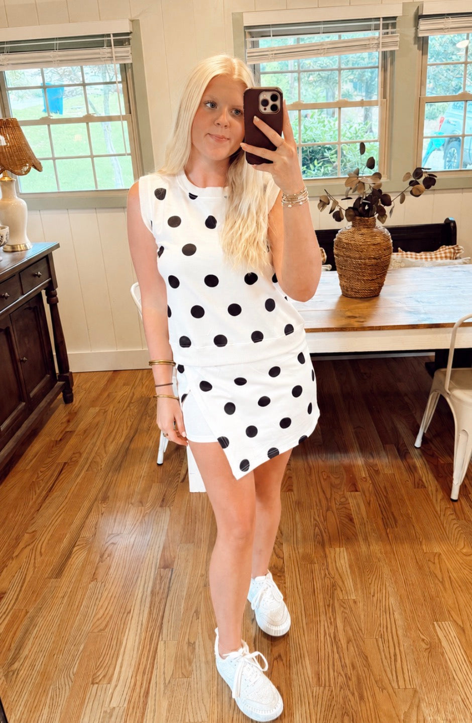Polka dot skort set