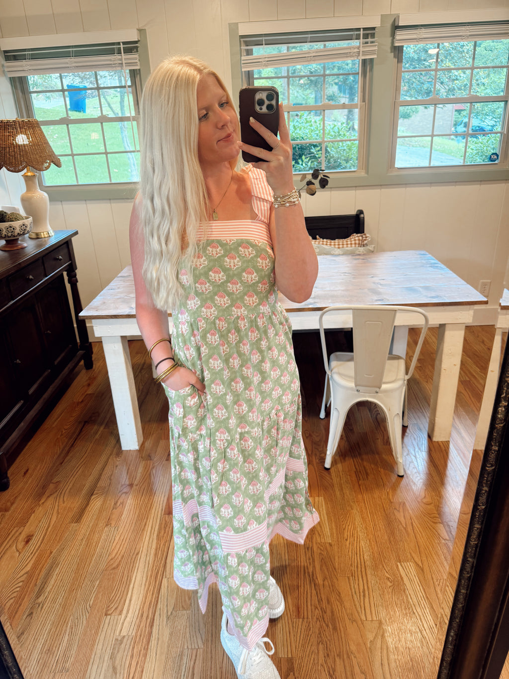 Floral striped knot dress