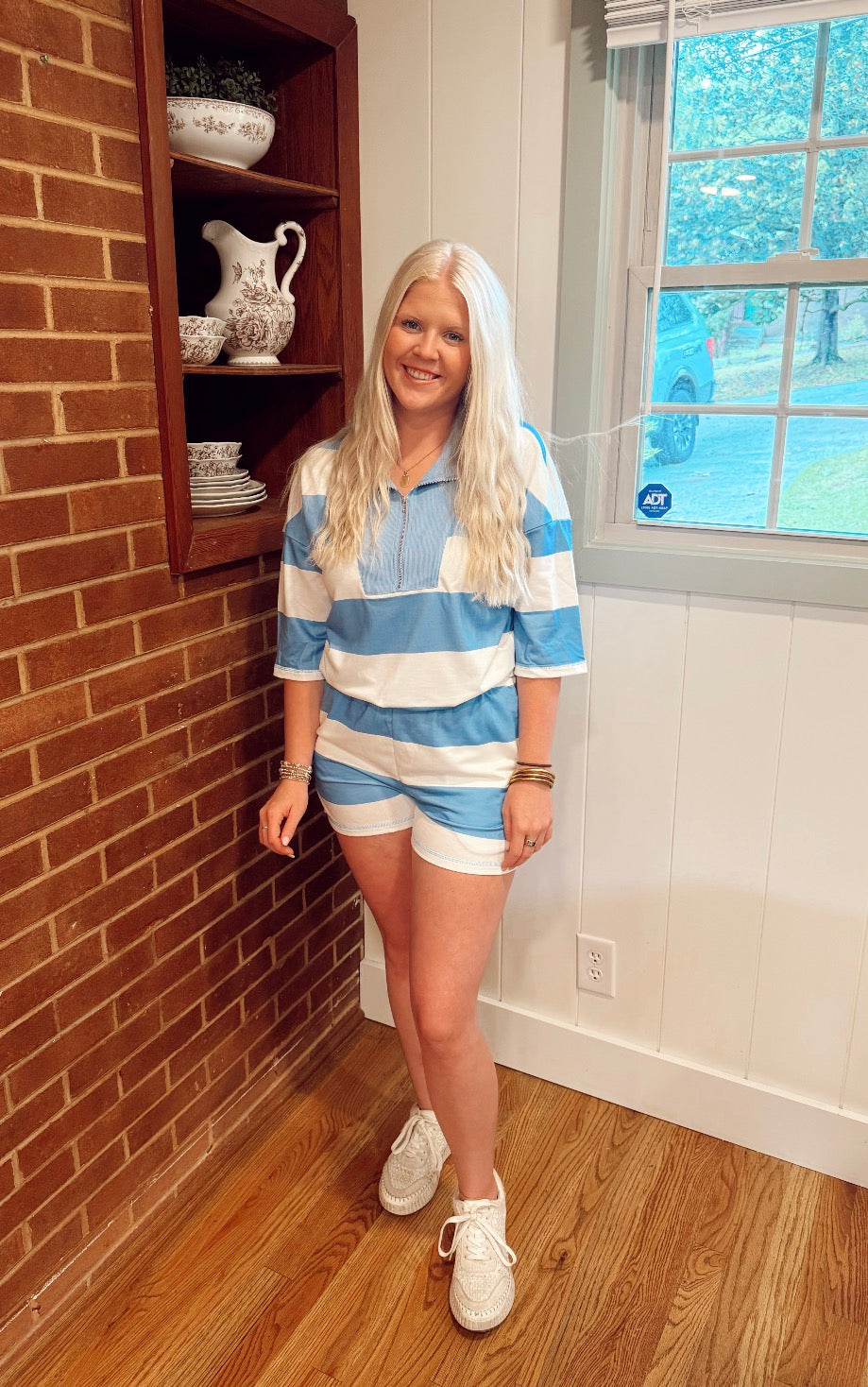 Oversized tee blue short set