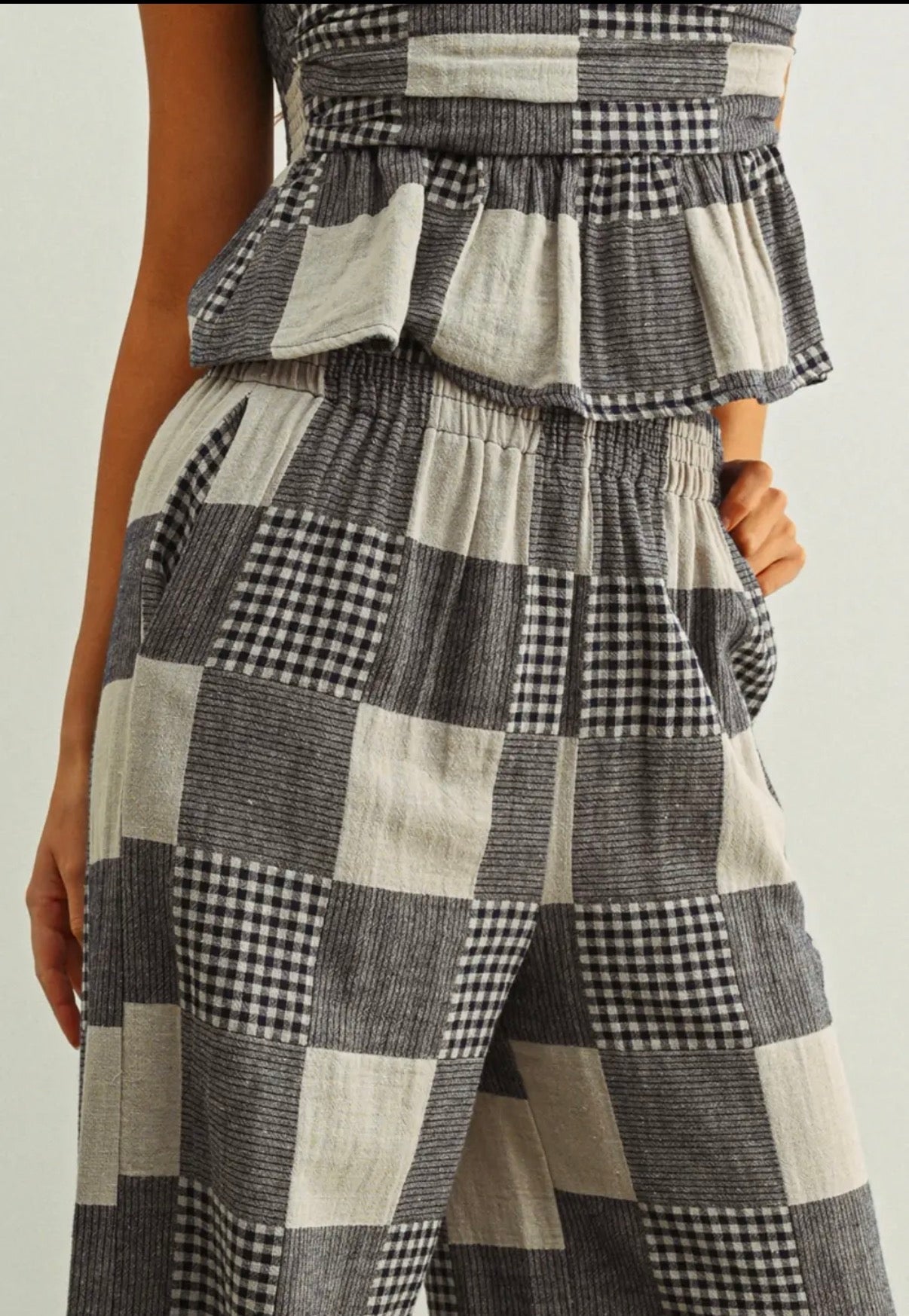 Navy Gingham pant set