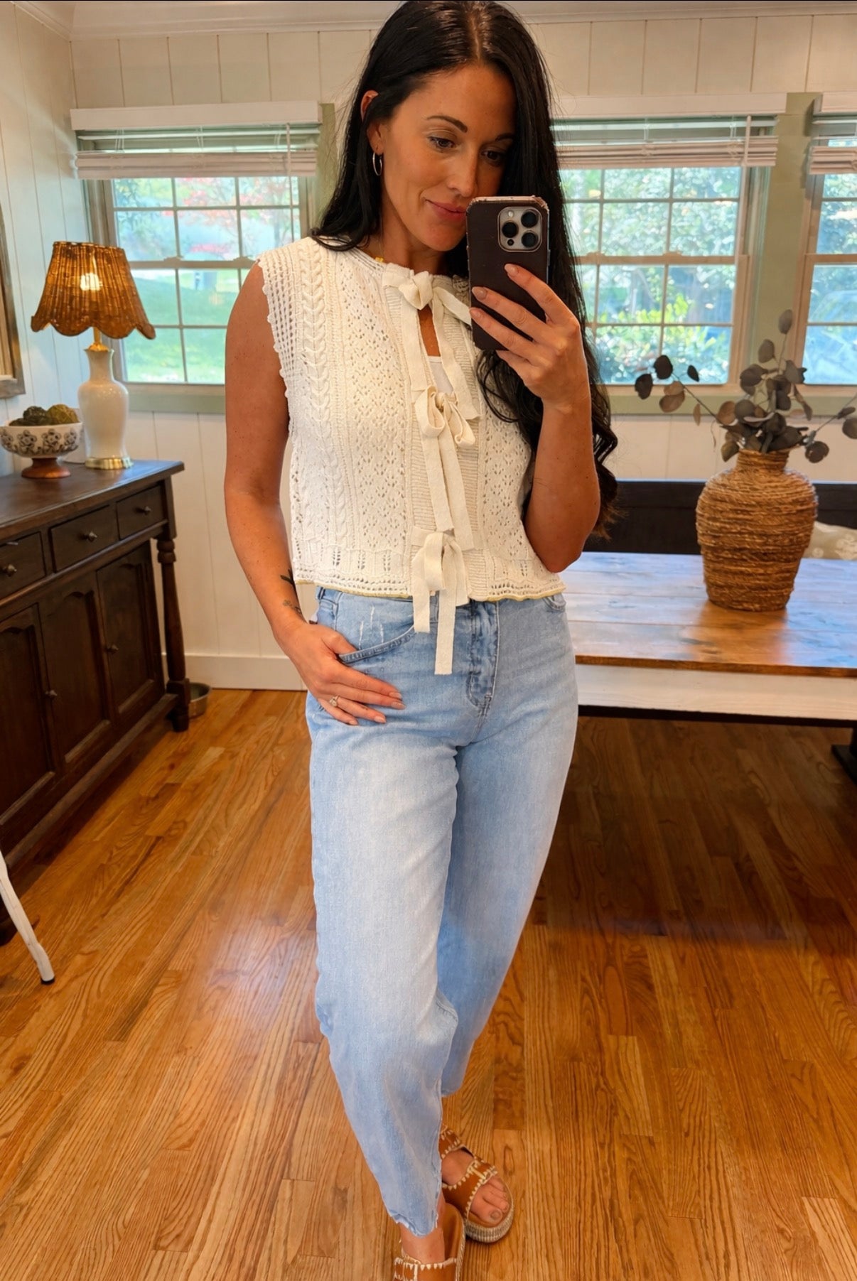Floral crochet tank top