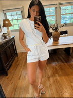 Grey with yellow shorts set