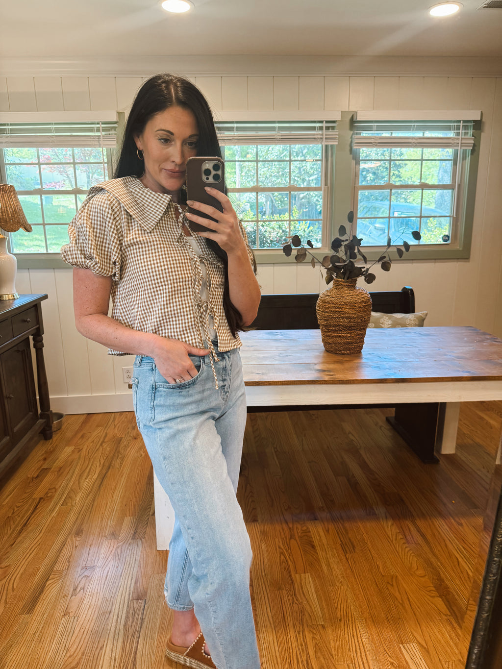Brown gingham shirt