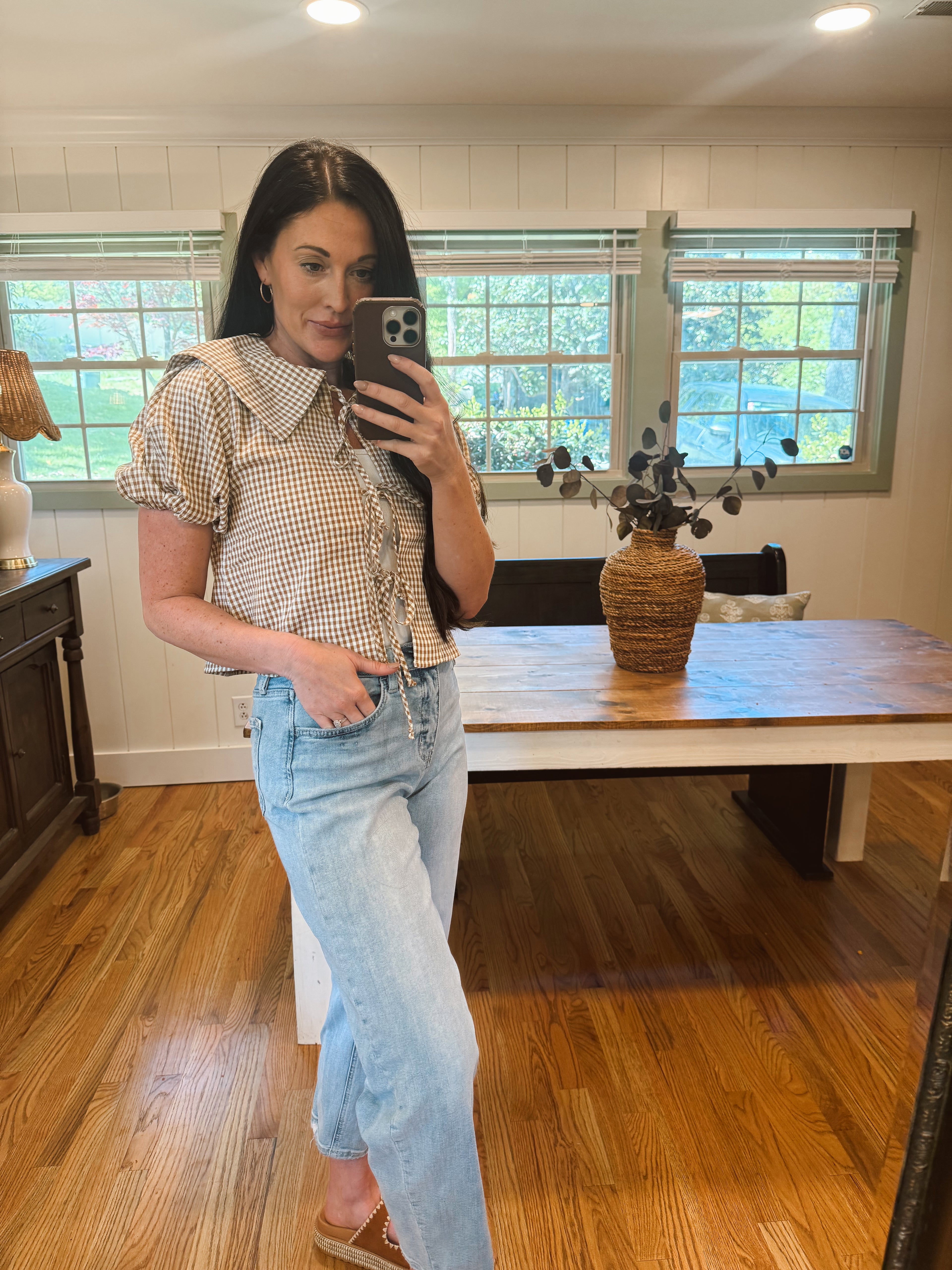 Brown gingham shirt