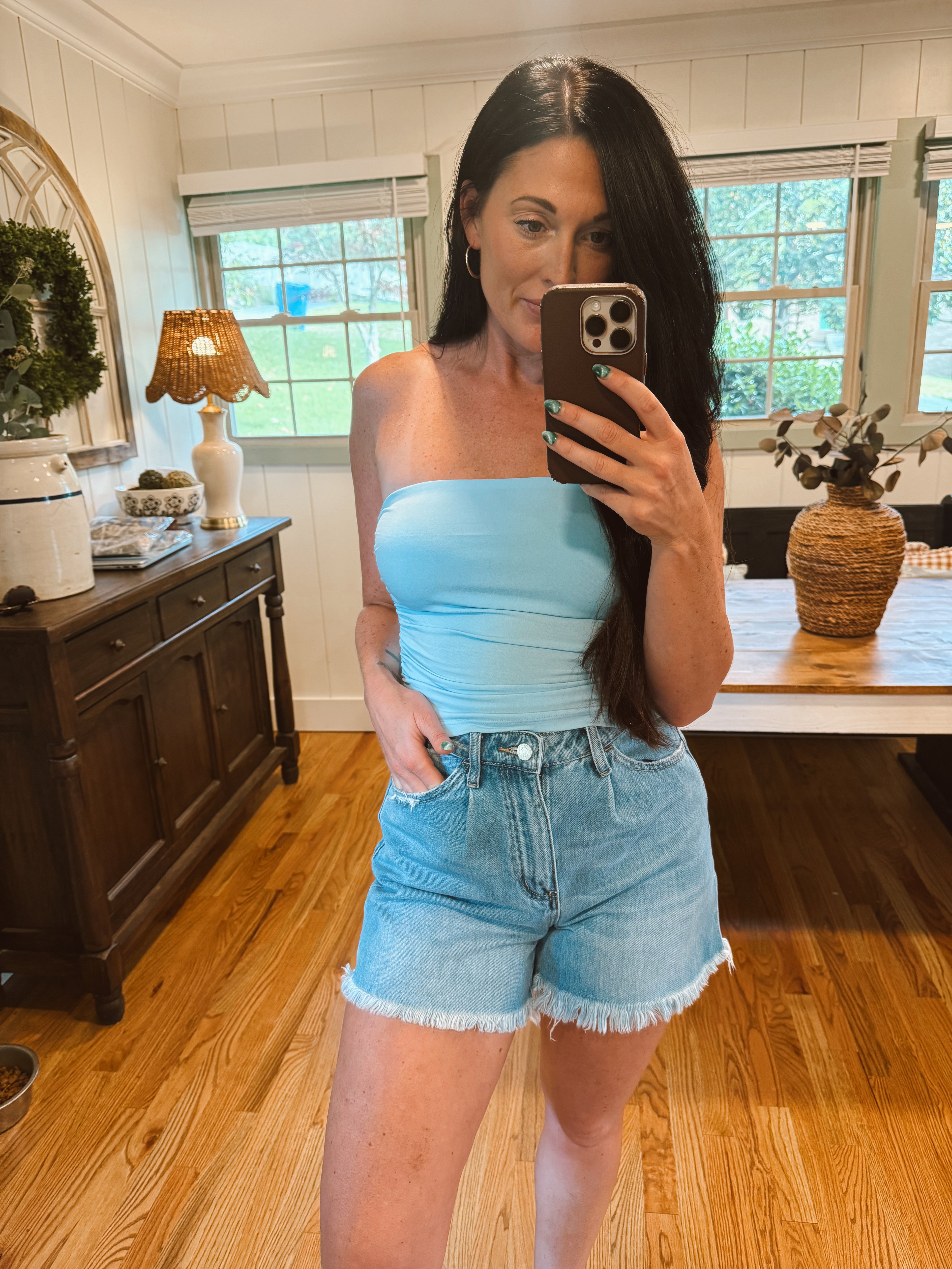 Baby blue tube top