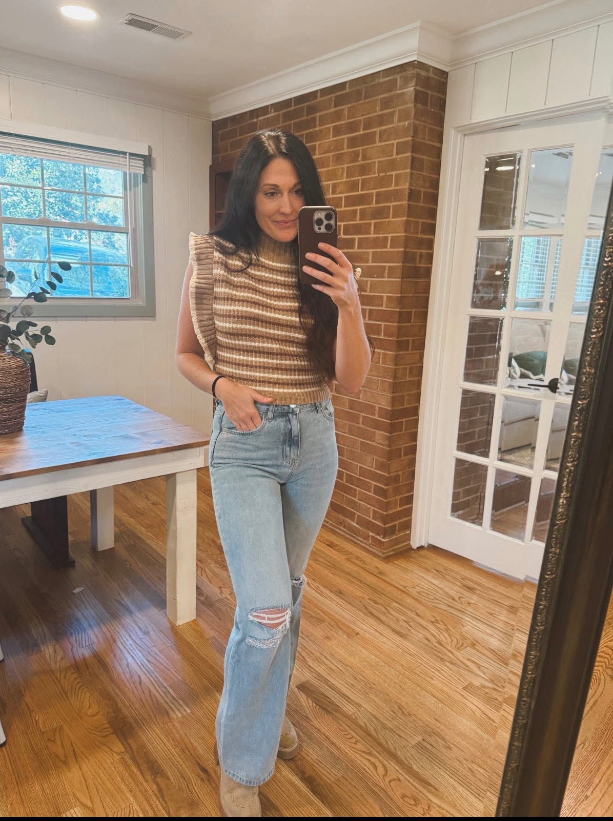 brown sleeveless sweater