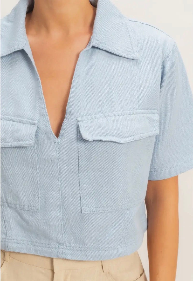 Light Blue V-Neck