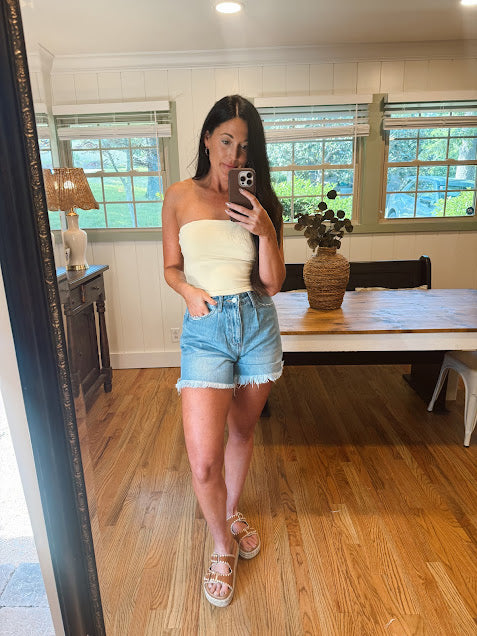 blue jean shorts