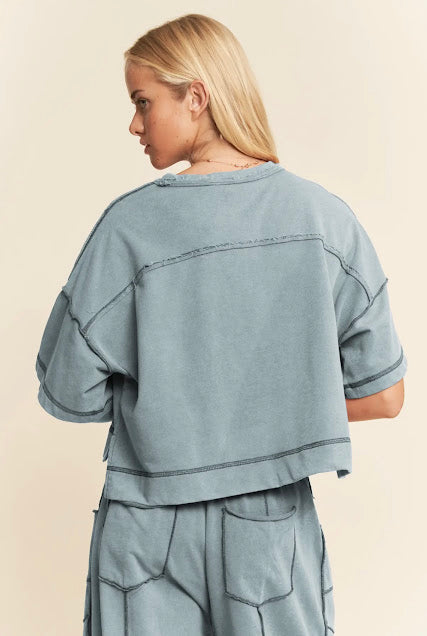 denim colored barrel pants set