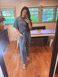 denim colored barrel pants set