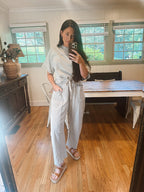 dove grey barrel pant set