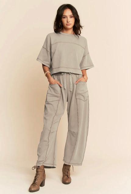 dove grey barrel pant set