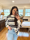 striped oversized mockneck