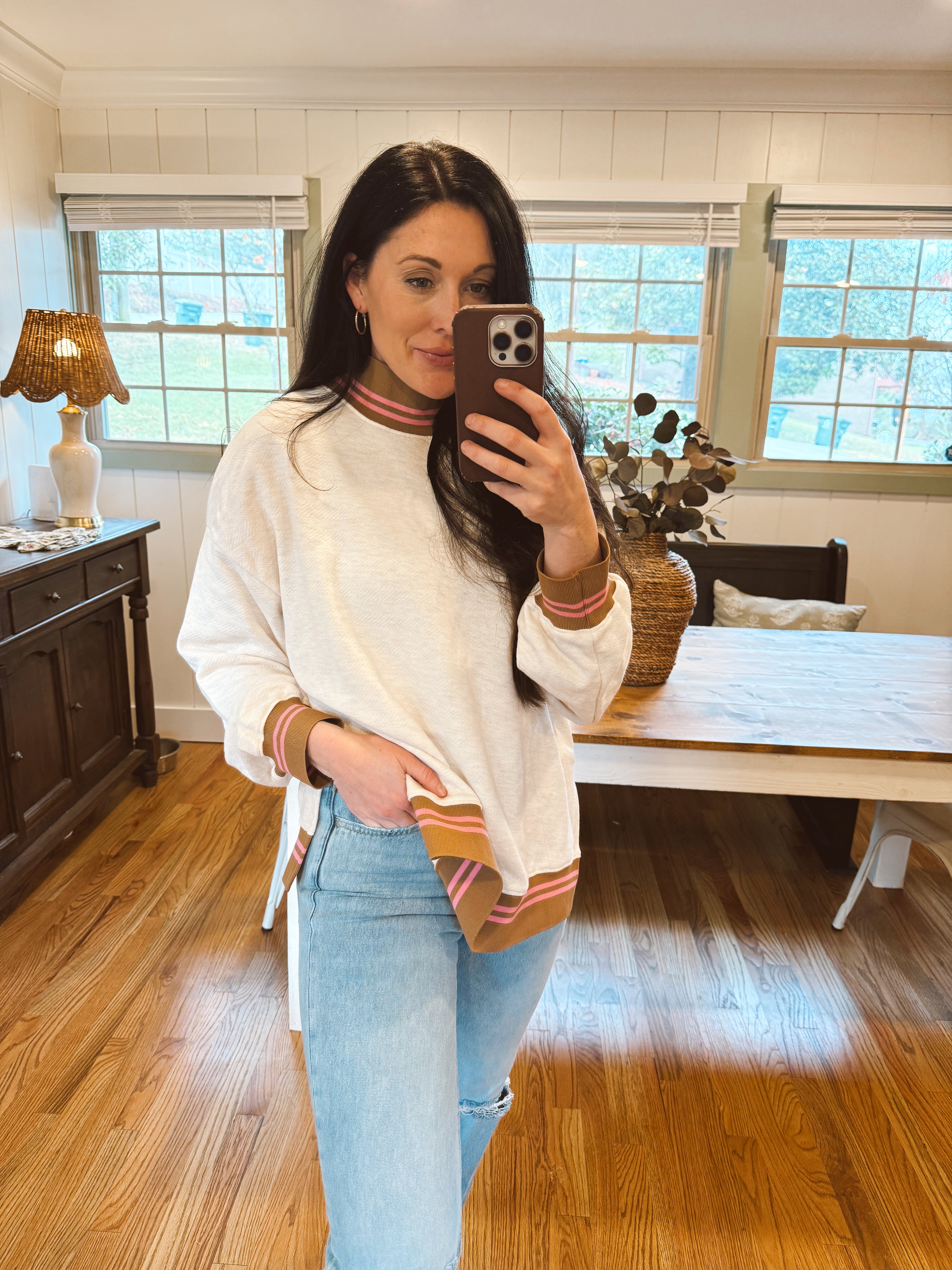 Ribbed Band Mockneck