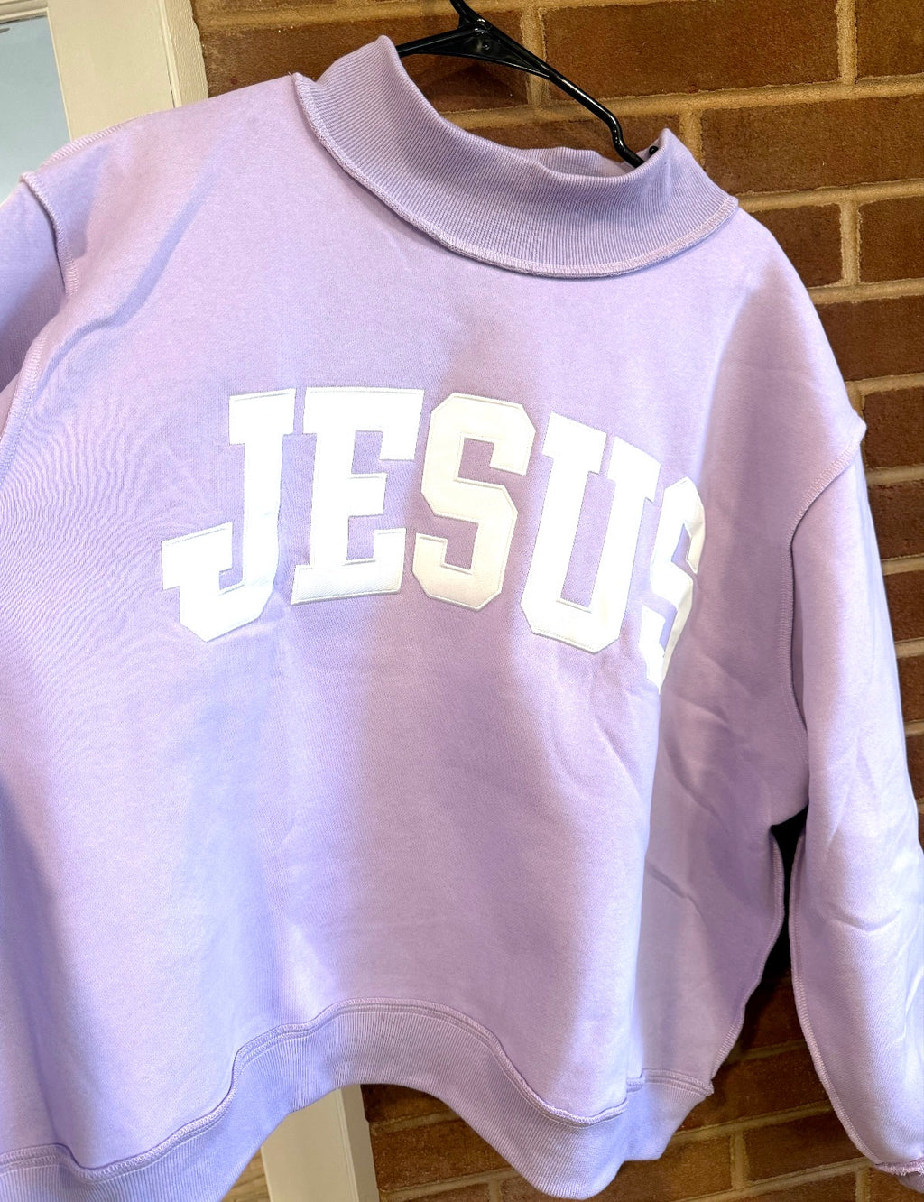purple Jesus mock neck