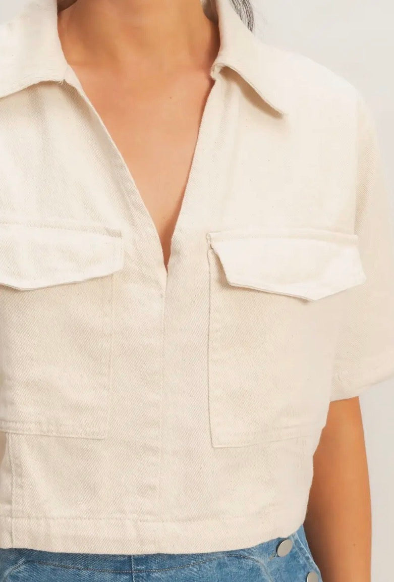 White V-Neck